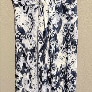 Willi Smith Blue and White Stretch Maxi Sun Dress Racer Back Size small Y2K